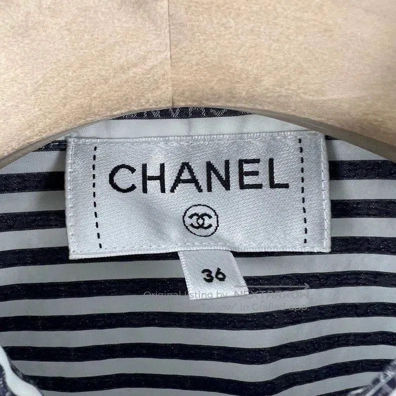 Chanel Chanel Logo Stripe Tie Waist Shirt. Size US S / EU 44-46 / 1 - 4 Thumbnail