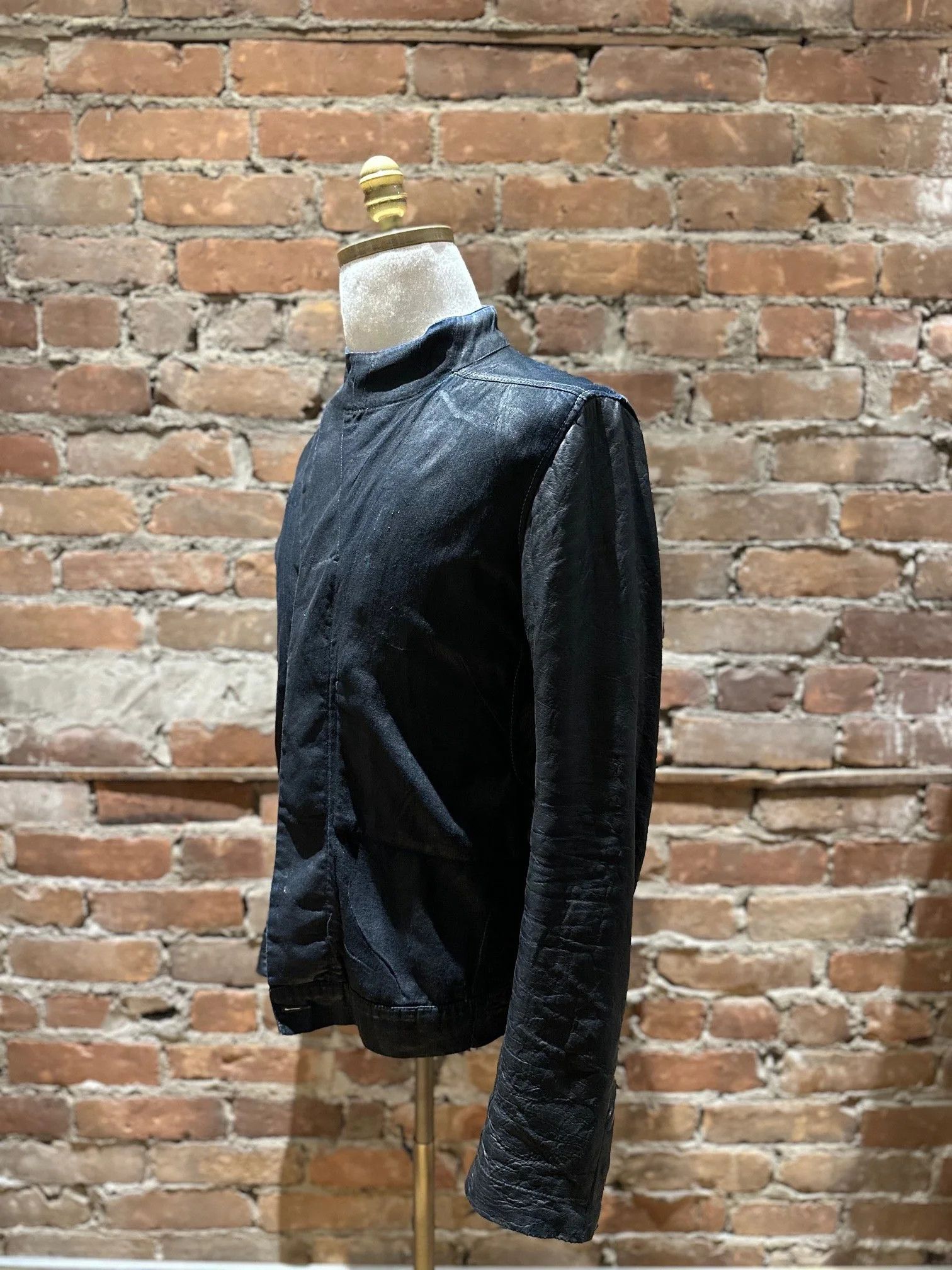 Rick Owens Drkshdw Rick Owens DRKSHDW Wax-Coated Denim & Leather Jacket Size US M / EU 48-50 / 2 - 2 Thumbnail