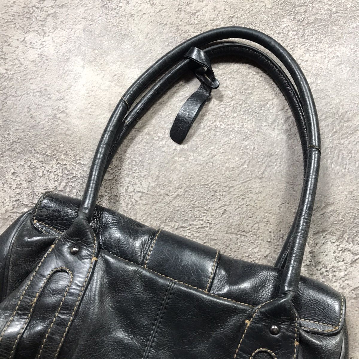 Vintage Vintage Y2K Black Leather Shoulder Bag Streetwear Baggy OS Size ONE SIZE - 5 Thumbnail