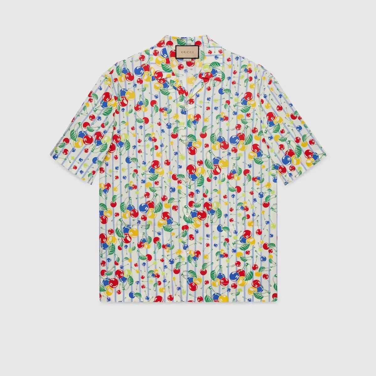 Gucci o1mt1gz0525 Cherries Cotton Bowling Shirt in Multicolor Size US L / EU 52-54 / 3 - 1 Thumbnail