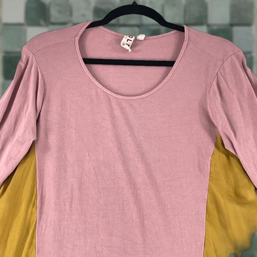Anthropologie Dolan Pink Colorblock Tunic Shirt Womens Small Colorblock 3/4 Sleeve Stretch Size S / US 4 / IT 40 - 1 Thumbnail
