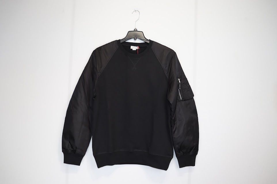 image of Alexander Mcqueen O1Rshd1 Nylon Padded Combo Ma-1 Crewneck Sweater In Black, Men's (Size 2XL)