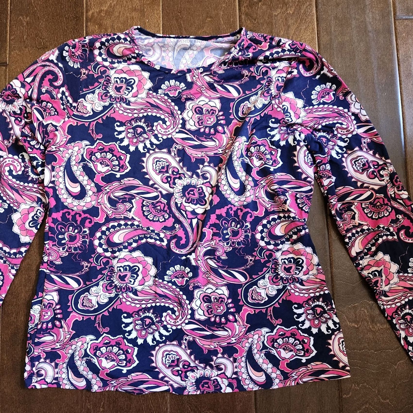 Lands' End Lands' End Blouse Paisley Long Sleeve - Junior S Womens Shirts Multicolor Nylon Spandex Pullover Casual Travel 90s? Size S / US 4 / IT 40 - 3 Thumbnail