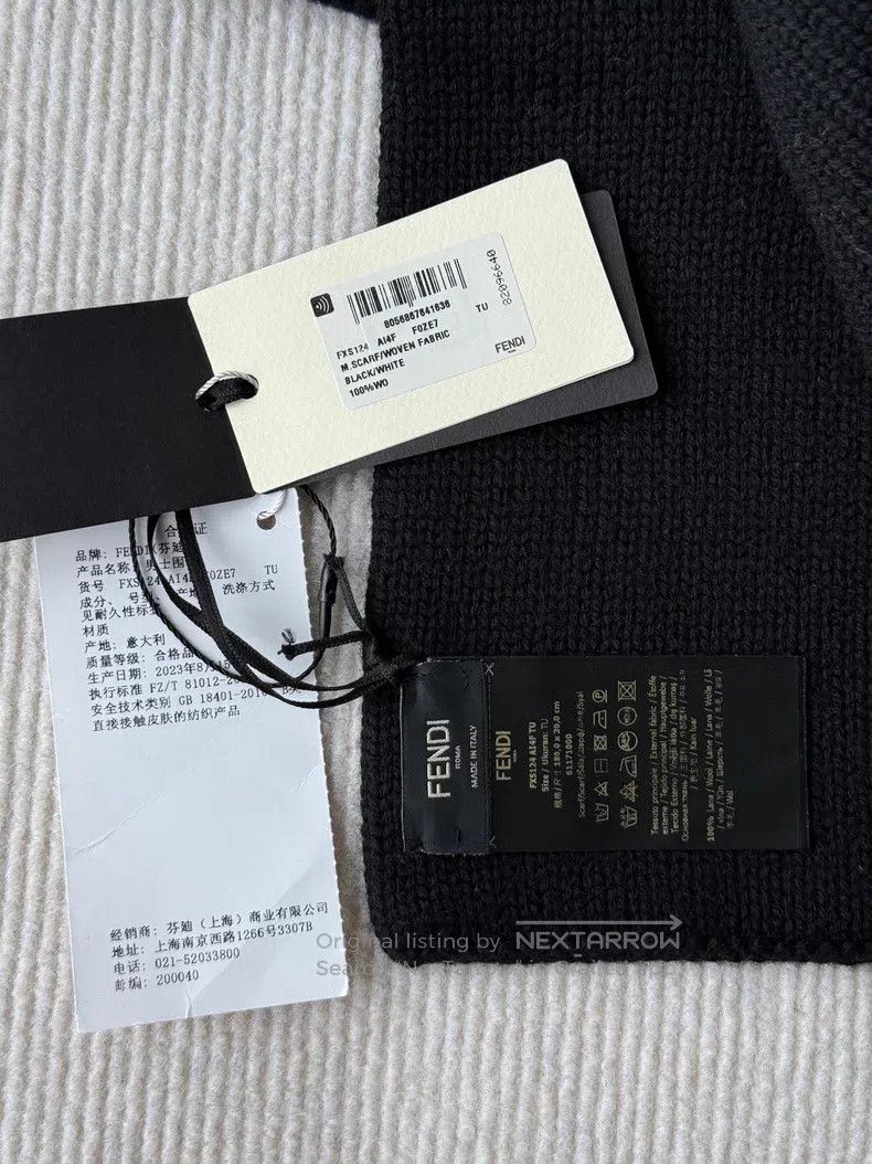 Fendi Fendi Black Woolen Scarf Size ONE SIZE - 3 Thumbnail