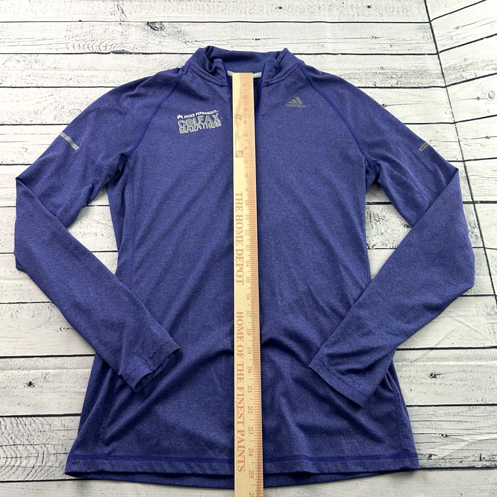 Adidas Adidas Colfax Marathon Long Sleeve 1/4 Zip Lightweight Jacket Women's Medium Purple Shirt Size M / US 6-8 / IT 42-44 - 4 Thumbnail