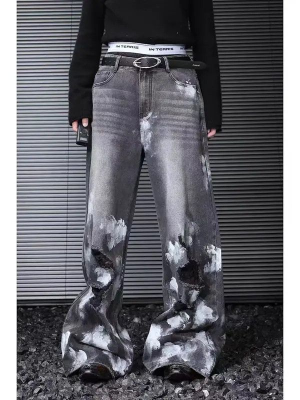 Japanese Brand VIBE Retro graffiti ripped baggy handsome jeans Size US 30 / EU 46 - 1 Thumbnail