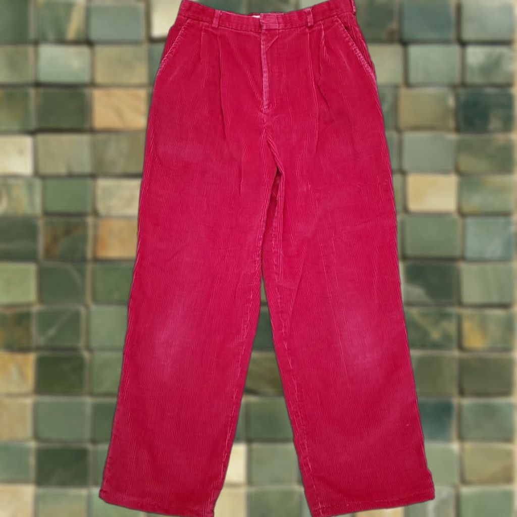 Vintage VINTAGE LL Bean Pants Womens 14 Pink Corduroy Wide Wale Pleated Front Classic Retro 90s Size 36" / US 14 / IT 50 - 1 Thumbnail