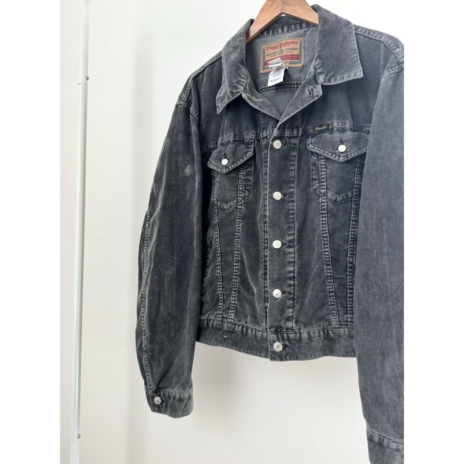 Diesel VINTAGE Diesel Corduroy Jacket 90s Bomber Shirt Mens XL-XXL Dark Gray Size US XXL / EU 58 / 5 - 5 Thumbnail