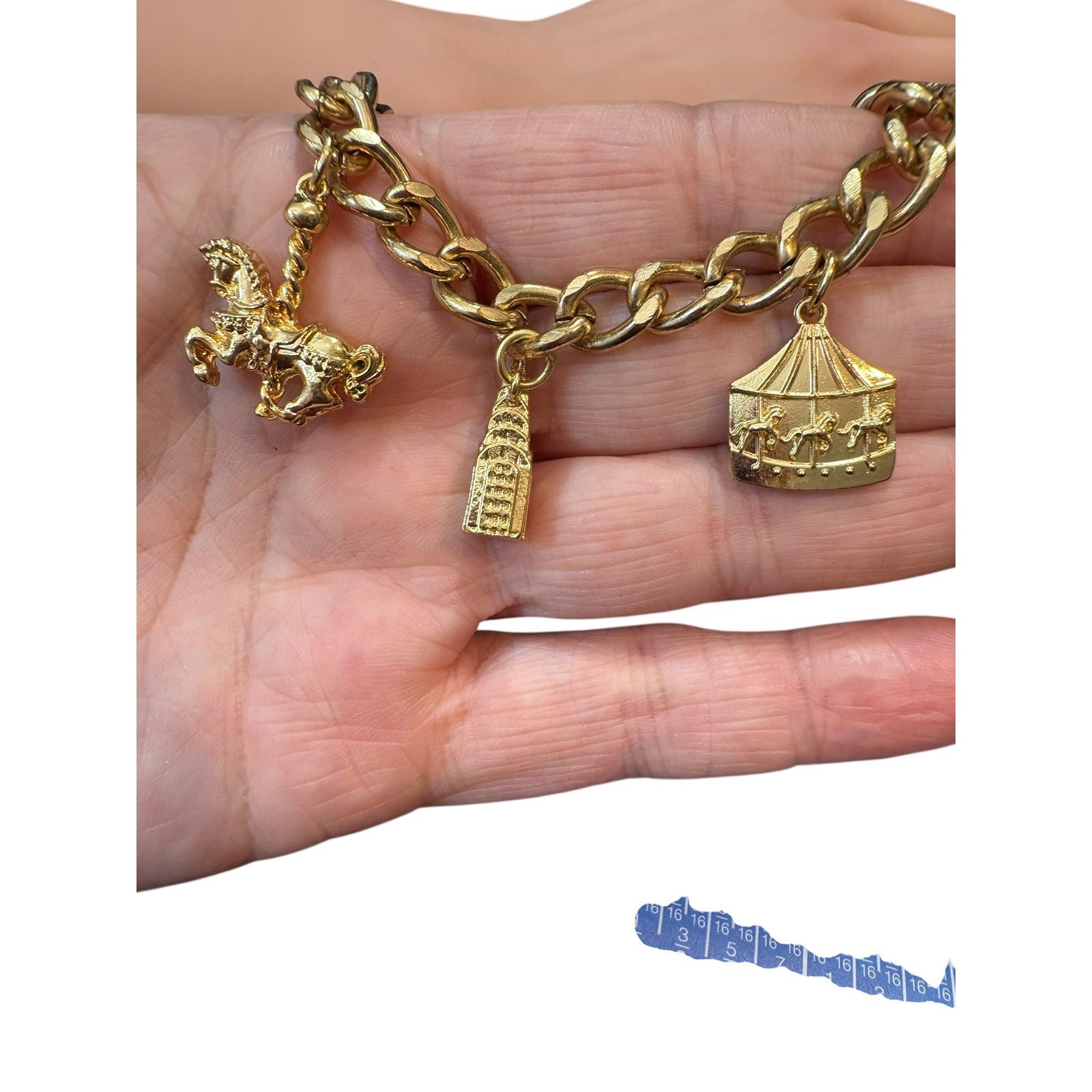 Escada Escada Gold-Tone Carousel Charm Bracelet Signature E 7.25" Size ONE SIZE - 5 Thumbnail