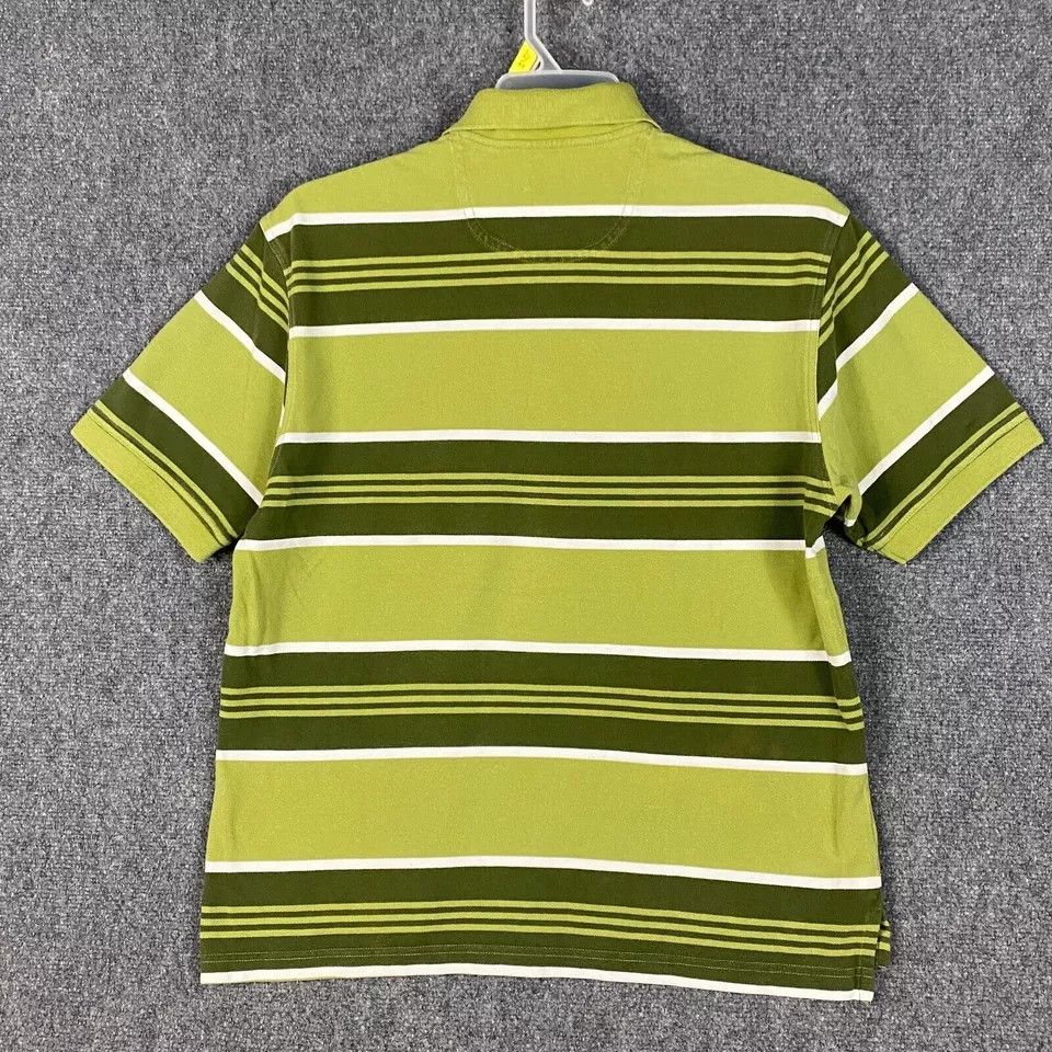Izod Izod Polo Shirt Men's Medium Cotton Adults Green Striped M Size US M / EU 48-50 / 2 - 5 Thumbnail
