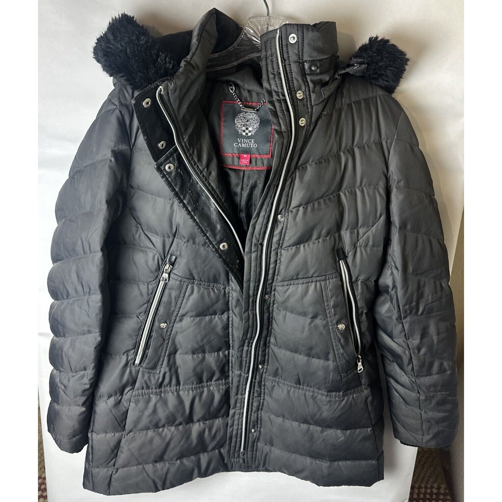 Vince Camuto VINCE CAMUTO Women's M grey Full Zip Quilted Hooded Puffer Size M / US 6-8 / IT 42-44 - 10 Thumbnail
