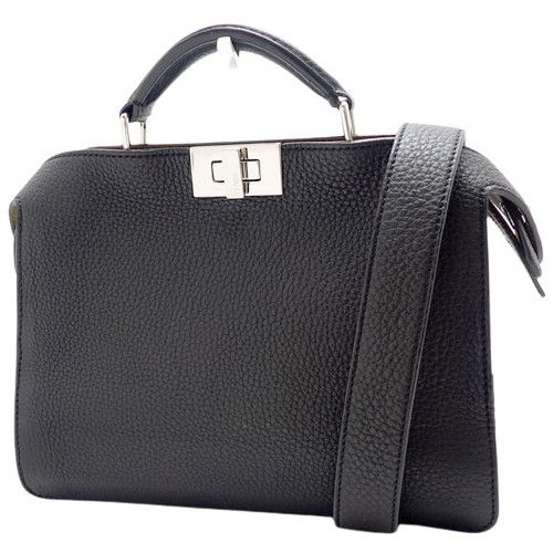 image of Fendi Small Handbag 2Way Shoulder Crossbody Calf Black, Women's