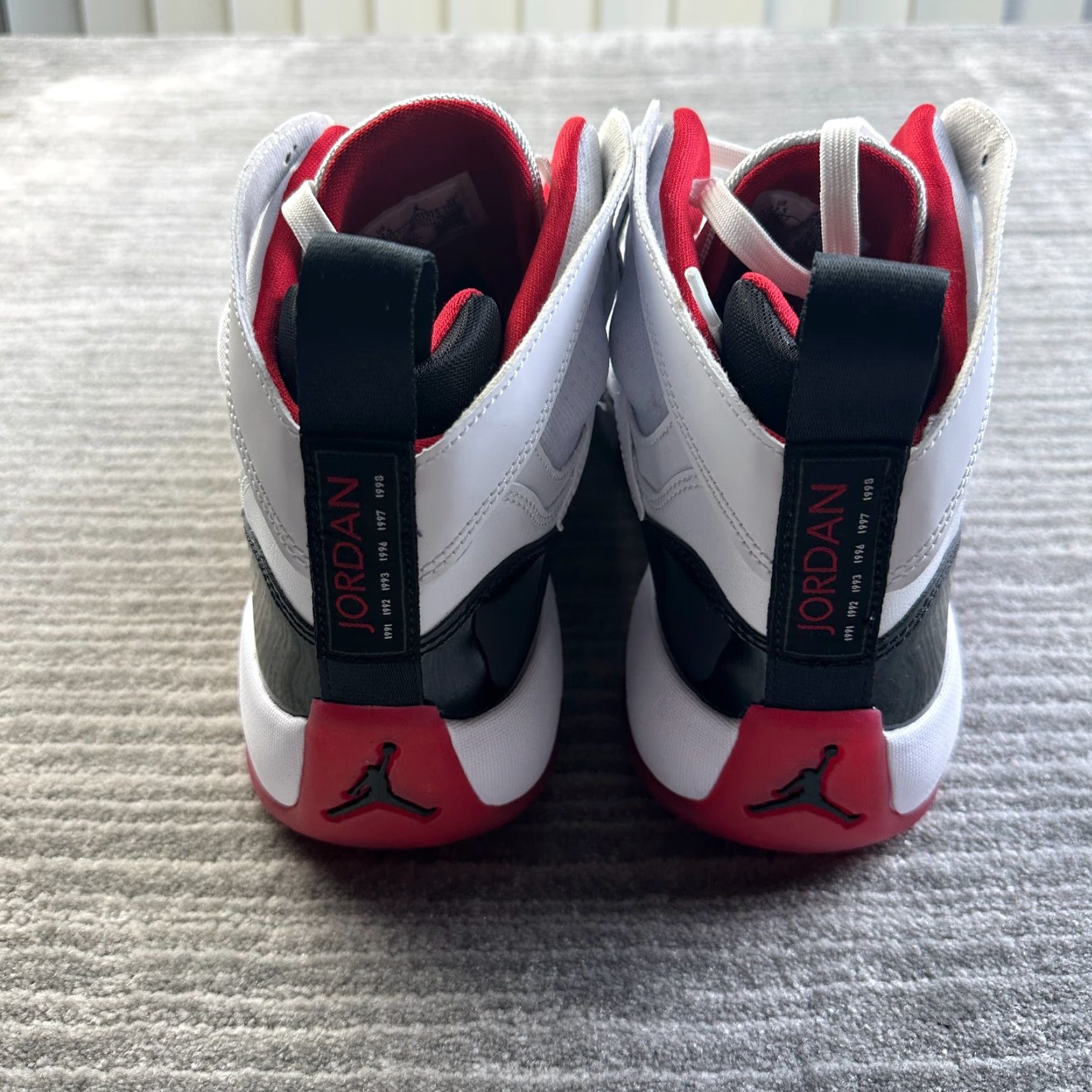 Jordan Brand Air Jordan Sneaker Mens 12.5 White Black Red Bred Concord High Top Jumpman Two Trey Size US L / EU 52-54 / 3 - 6 Thumbnail