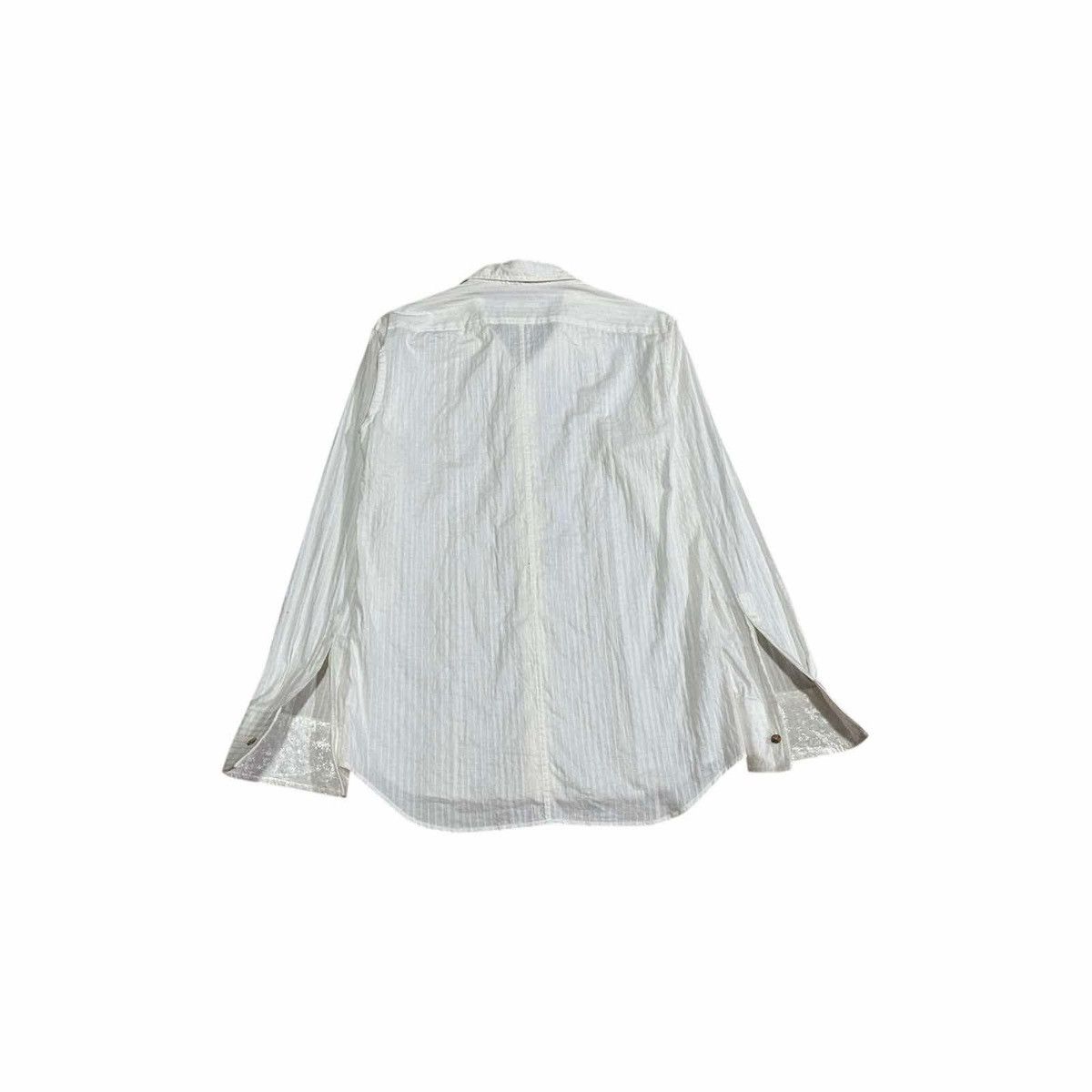 If Six Was Nine × Japanese Brand × Katharine Hamnett London 🔥Rare Vintage Katharine Hamnett Shirt White Velvet Striped Size US L / EU 52-54 / 3 - 9 Thumbnail