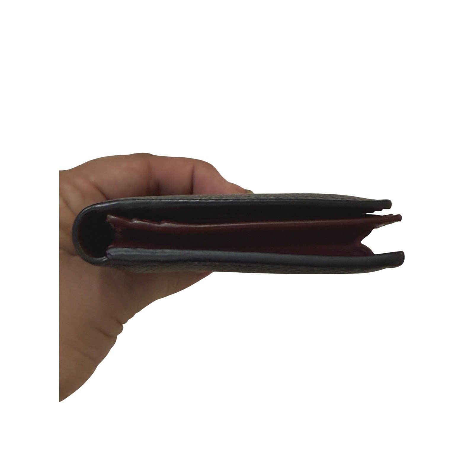 Bvlgari BVLGARI Wallet Womens Black Leather Burgundy Interior Italy Size ONE SIZE - 8 Thumbnail