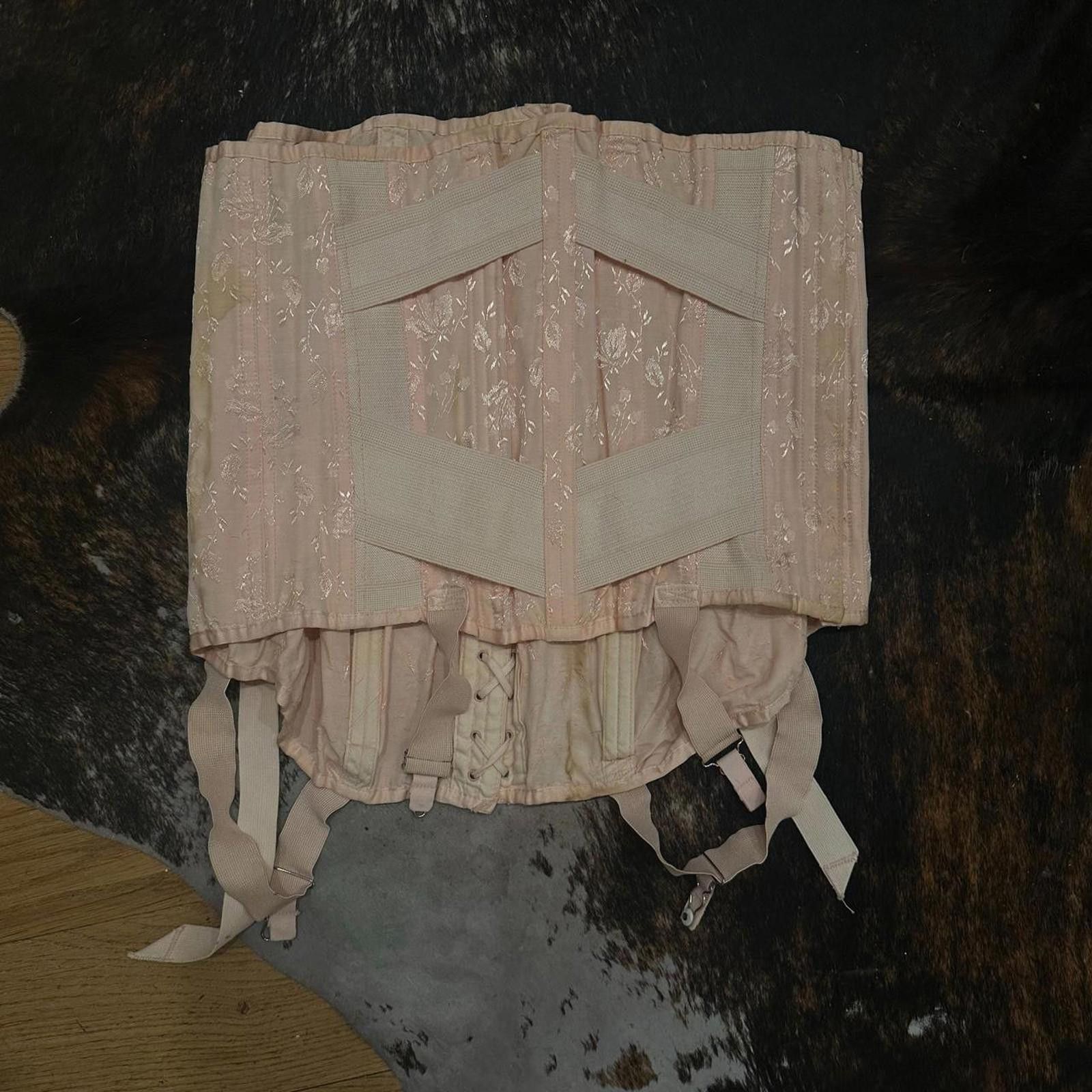 Other True Vintage 1950s 50s Fan Lace Hip Girdle Garter Skirt Size 32" / US 10 / IT 46 - 5 Thumbnail