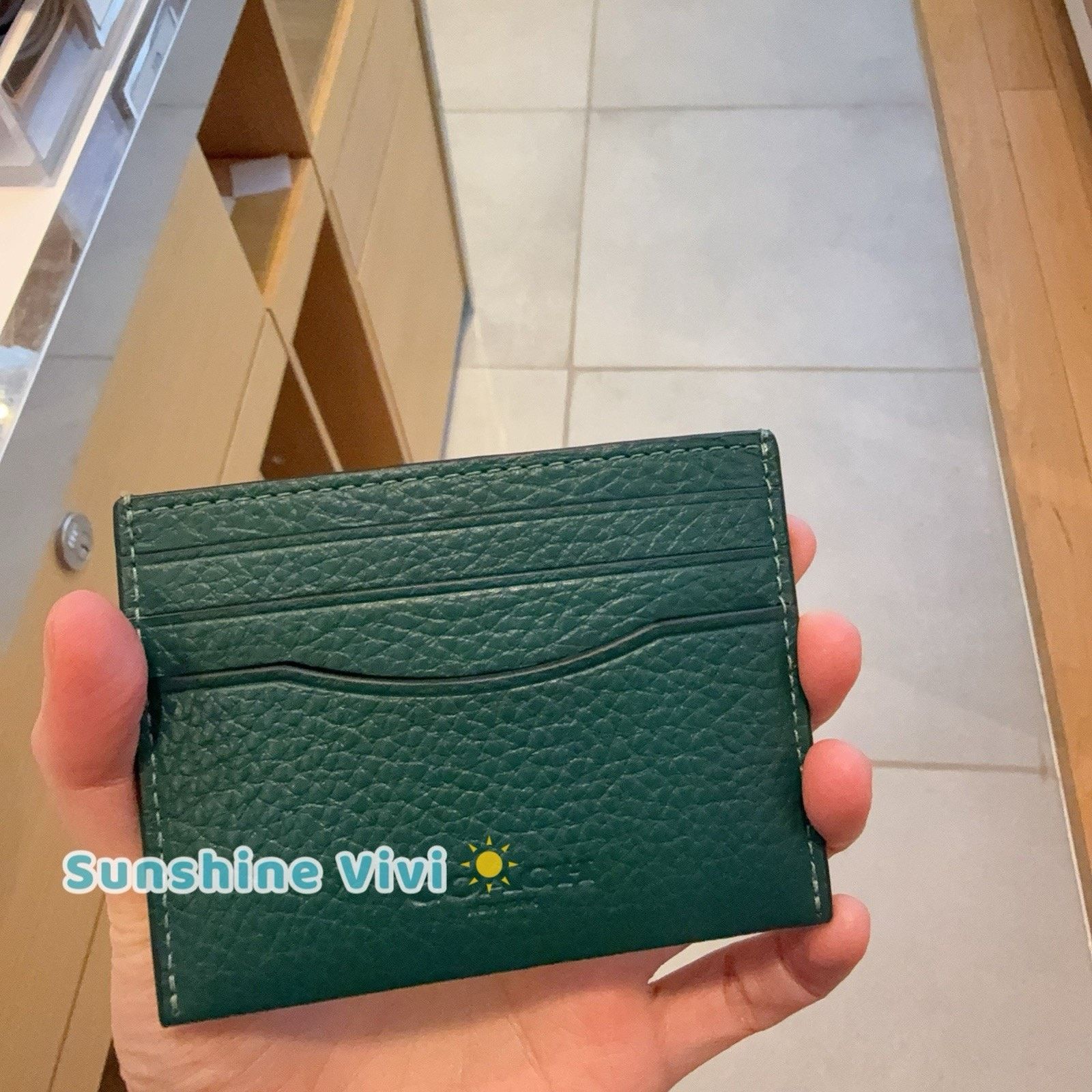 Coach NWT Coach Slim ID Card Case CP209 Leather EMERALD/EMERALD Size ONE SIZE - 4 Thumbnail