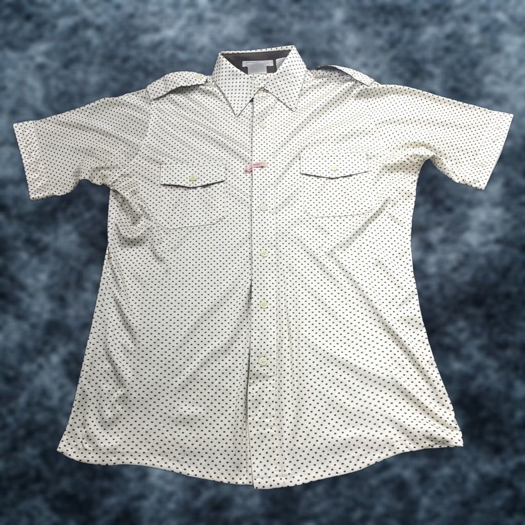 Vintage VINTAGE David Loggan Shirt Mens Medium White Brown Polka Dot Disco Polyester 70s Size US M / EU 48-50 / 2 - 1 Thumbnail