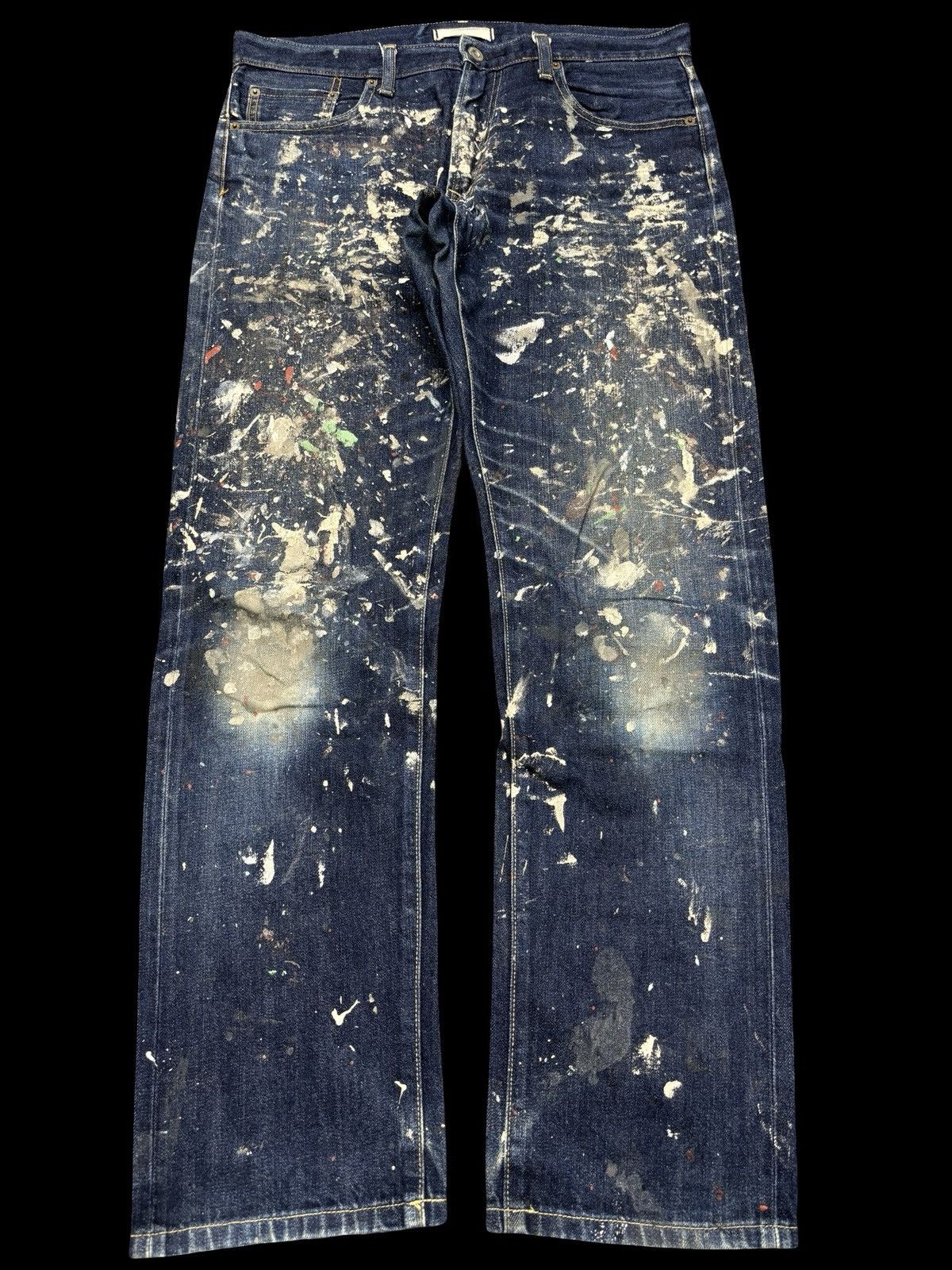 Japanese Brand 💥ART💥Uniqlo Japan Heavy Paint Splatter Selvedge Denim F673 Size US 34 / EU 50 - 1 Thumbnail