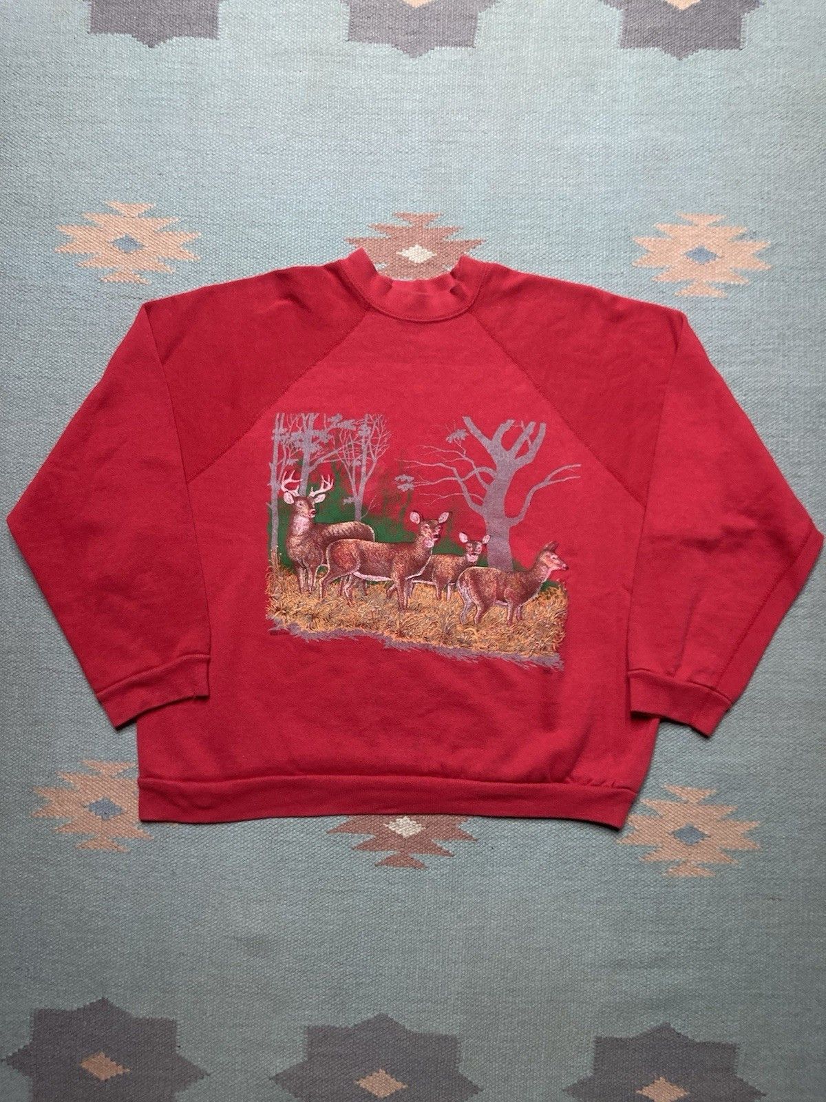 Vintage 90s crewneck sweatshirt deer animals nature raglan boxy L Size US L / EU 52-54 / 3 - 1 Thumbnail
