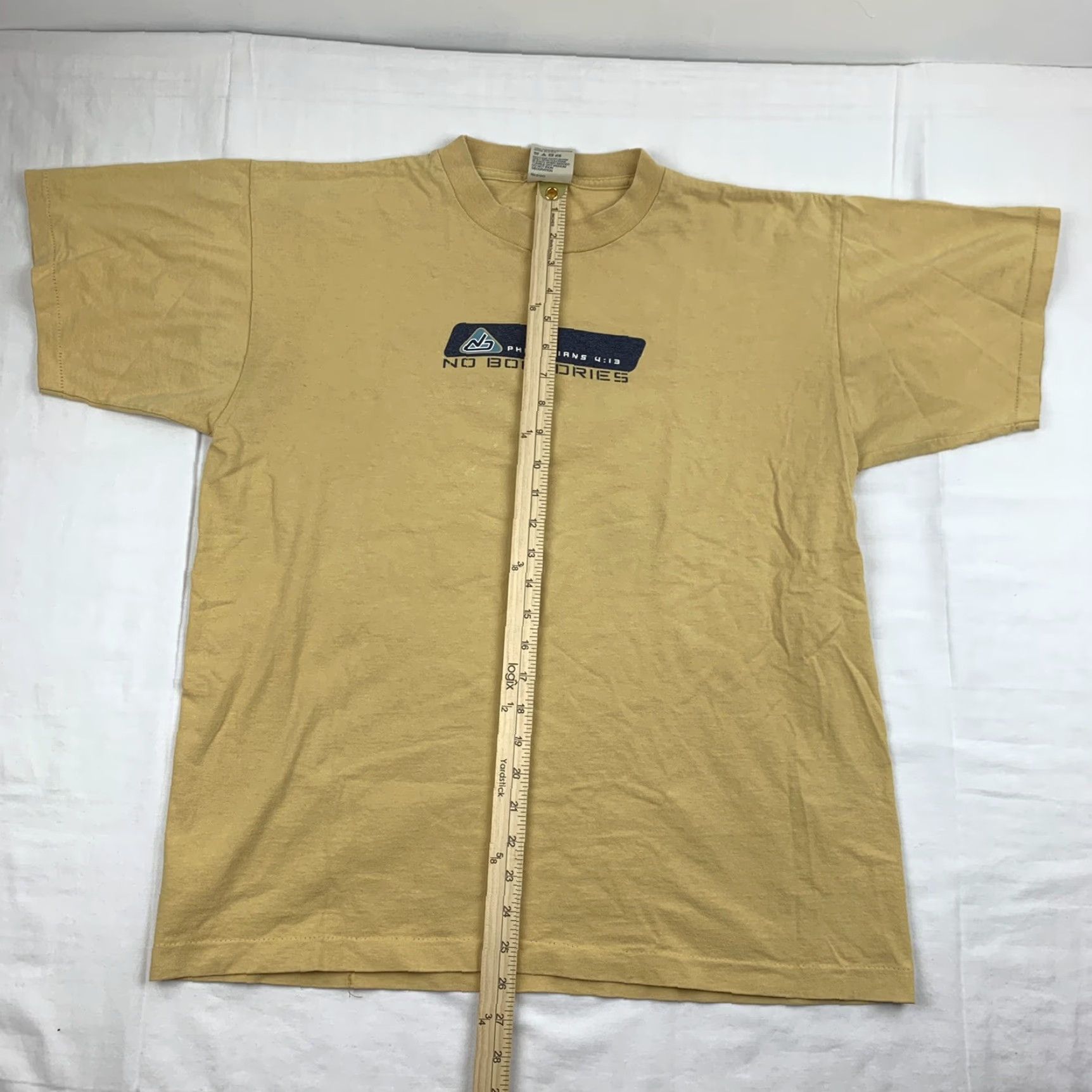 Vintage VINTAGE No Boundries Jesus T Shirt Adult Large Yellow Religion Philippians 4:13 Men L Yellow 90s Jesus Christ Shirt Size US L / EU 52-54 / 3 - 5 Thumbnail