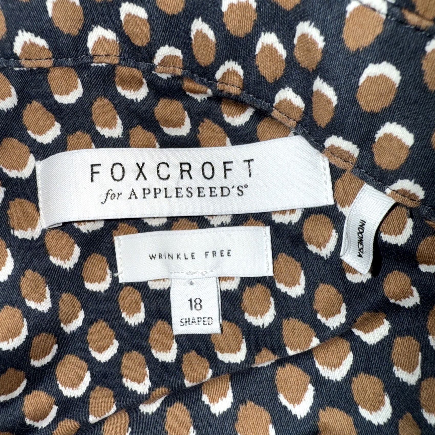 Vintage Foxcroft Button-Up Shirt Womens 18 Shaped Wrinkle Free Black Brown Dotted 3/4 Sleeve Collared Button-Up Casual Regular Size XXL / US 16-18 / IT 52-54 - 3 Thumbnail