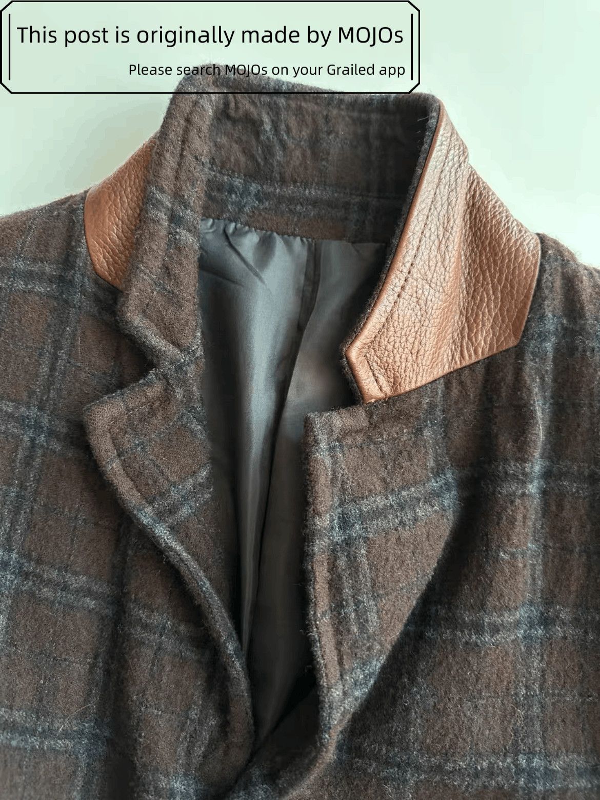 Undercover Sz 2 Undercover Leather Neck Fulling Milling Plaid Coat Size US M / EU 48-50 / 2 - 7 Thumbnail
