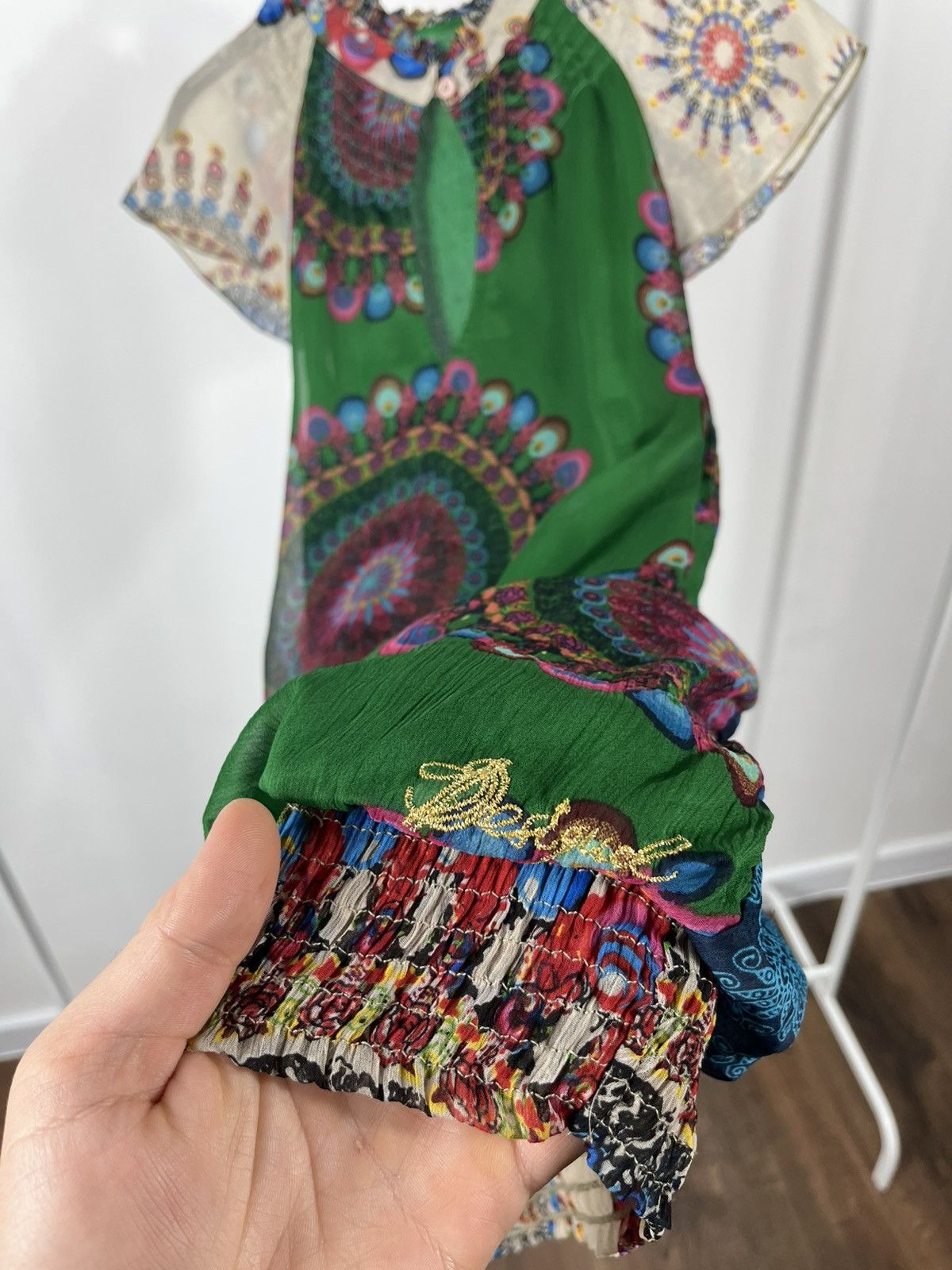 Desigual Desigual multicolor boho mini dress green abstract print L Size L / US 10 / IT 46 - 7 Thumbnail