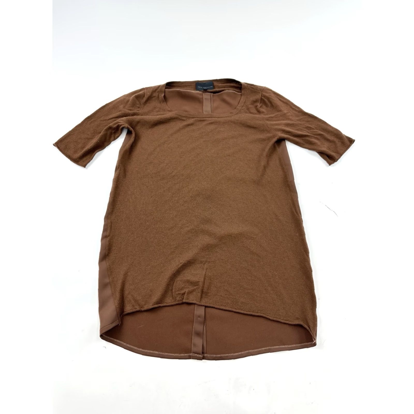 Vintage Hotel Particulier Blouse Shirt Medium M Brown Bell Sleeve Round Neck Embroidered Lace Pleated Back Button Tunic Womens Size M / US 6-8 / IT 42-44 - 2 Thumbnail