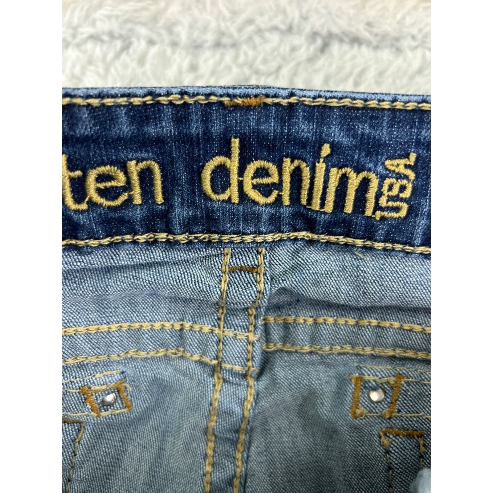 Vintage Ten Denim Jeans Womens Bootcut Low Rise 26x31 Blue Cotton Blend Embroidered Distressed 5-Pocket Denim N/A Size 28" / US 6 / IT 42 - 6 Thumbnail