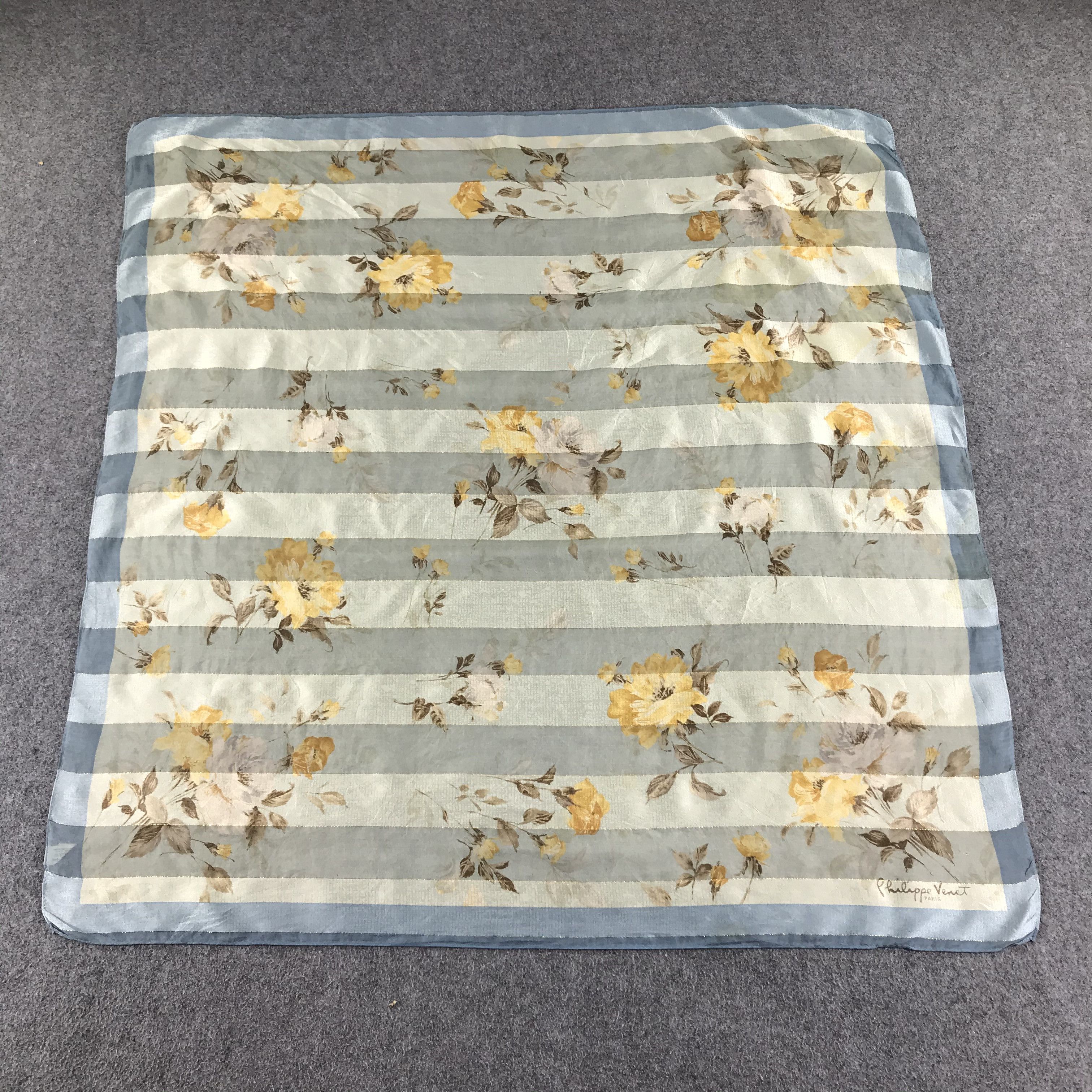 Japanese Brand Vintage Philippe V Floral Silk Scarf M18 Size ONE SIZE - 2 Thumbnail