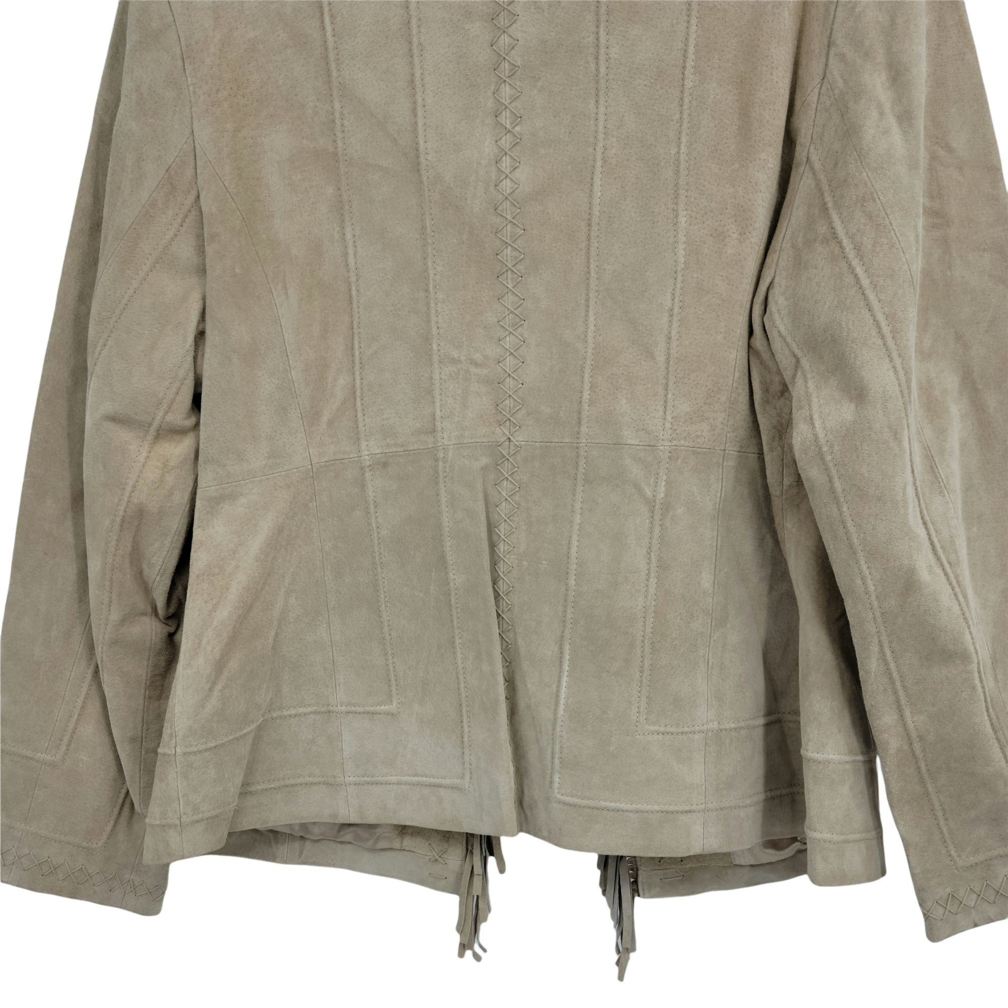 Vintage Vtg 80's Fringed Suede Leather Shacket Jacket Sz L Tan Festi Size L / US 10 / IT 46 - 9 Thumbnail
