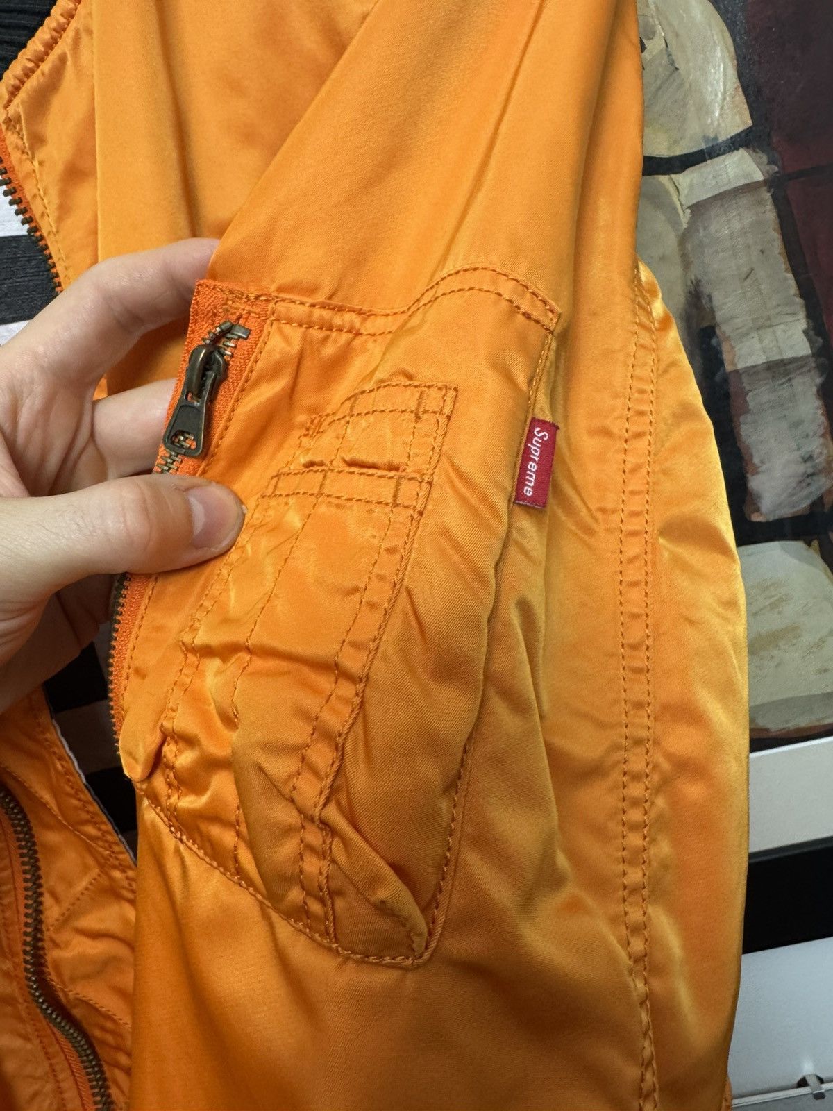 Supreme SS16 Supreme Reversible Checkered MA-1 Bomber Jacket Orange Size US L / EU 52-54 / 3 - 13 Thumbnail