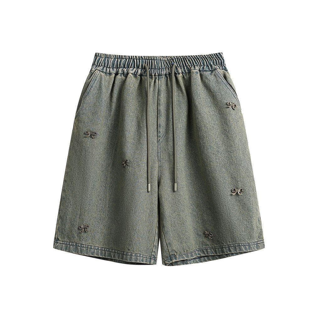 Japanese Brand × Jean Men's washed distressed denim shorts with metal decoration Size US 32 / EU 48 - 1 Thumbnail