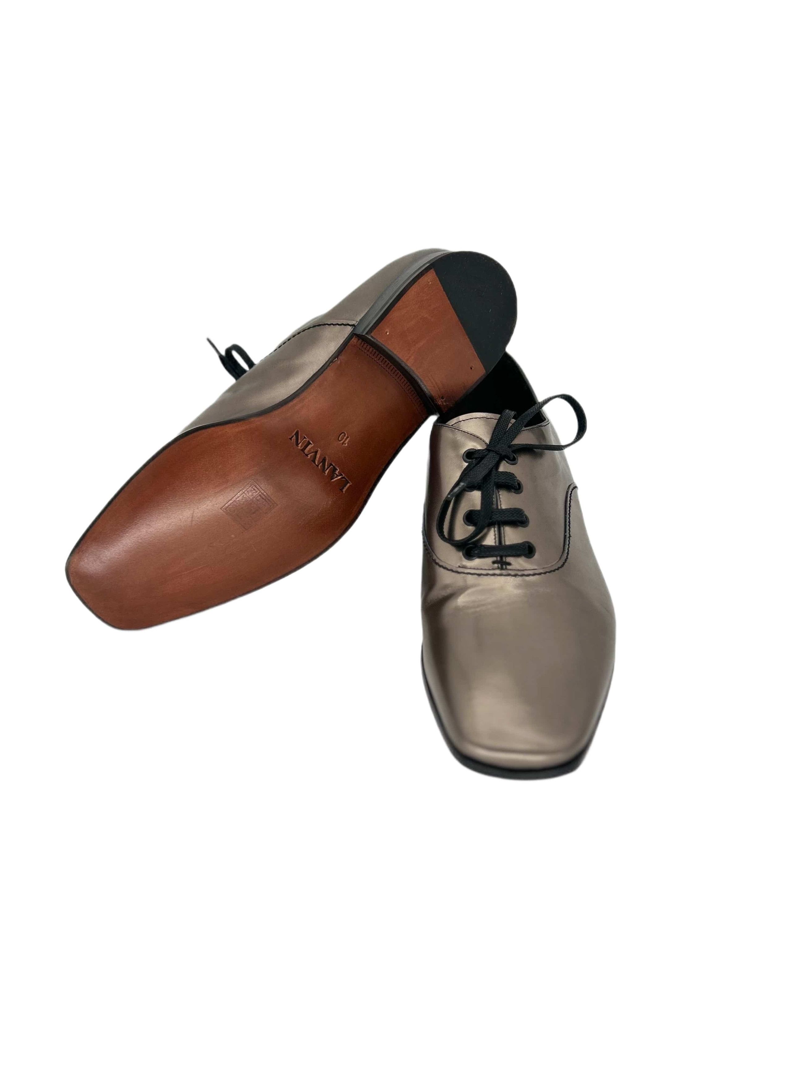Lanvin Lanvin Silver Oxford Shoe With Gros Grain Laces Size US 8 / EU 41 - 3 Thumbnail