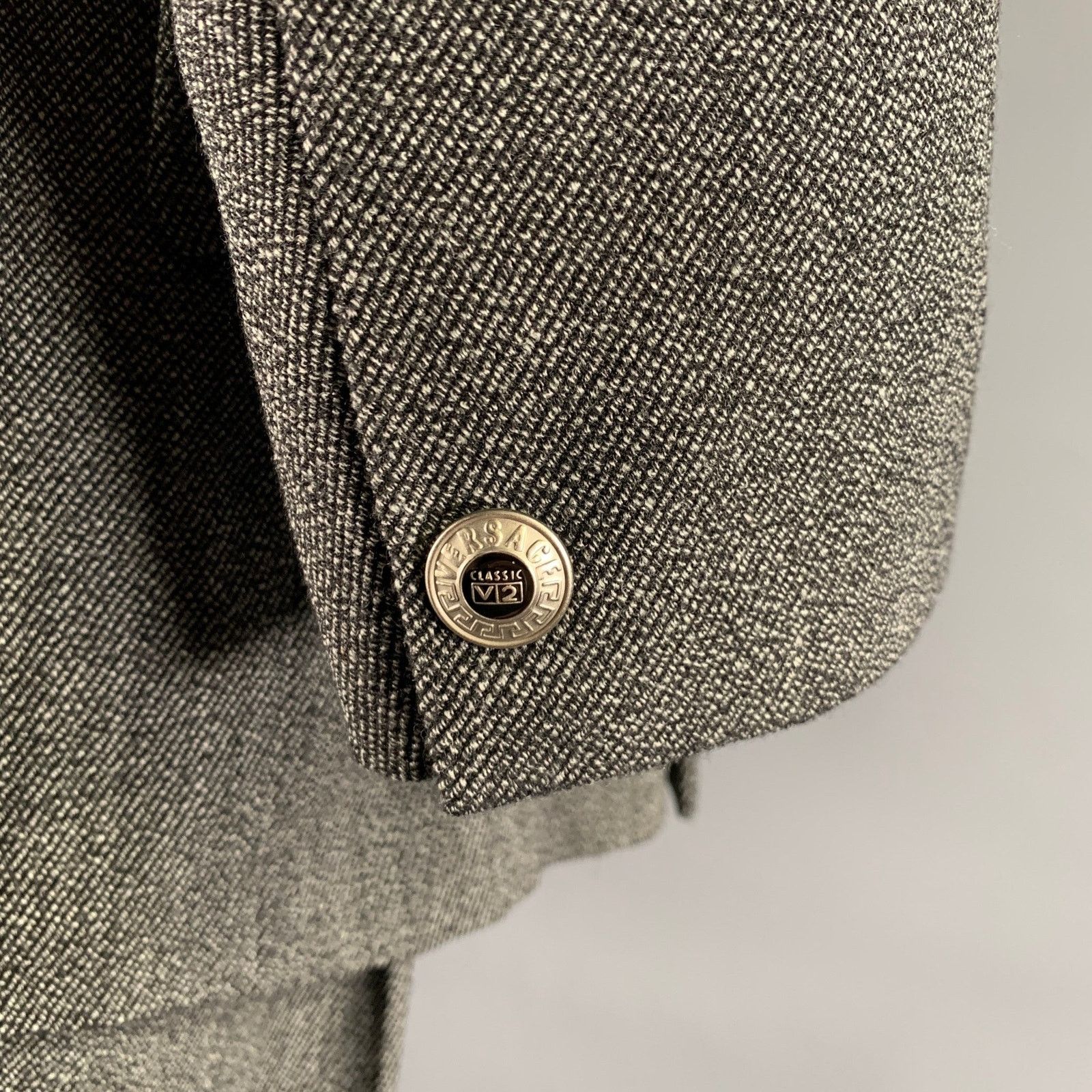 Versace V2 by VERSACE Grey Black Heather Double Breasted Suit Size 42R - 5 Thumbnail