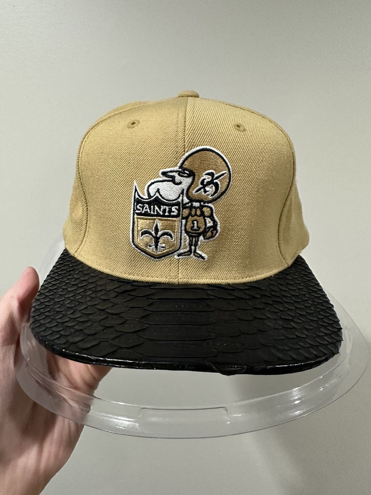image of Just Don X Mitchell & Ness Nfl New Orleans Saint Hat in Gold, Men's