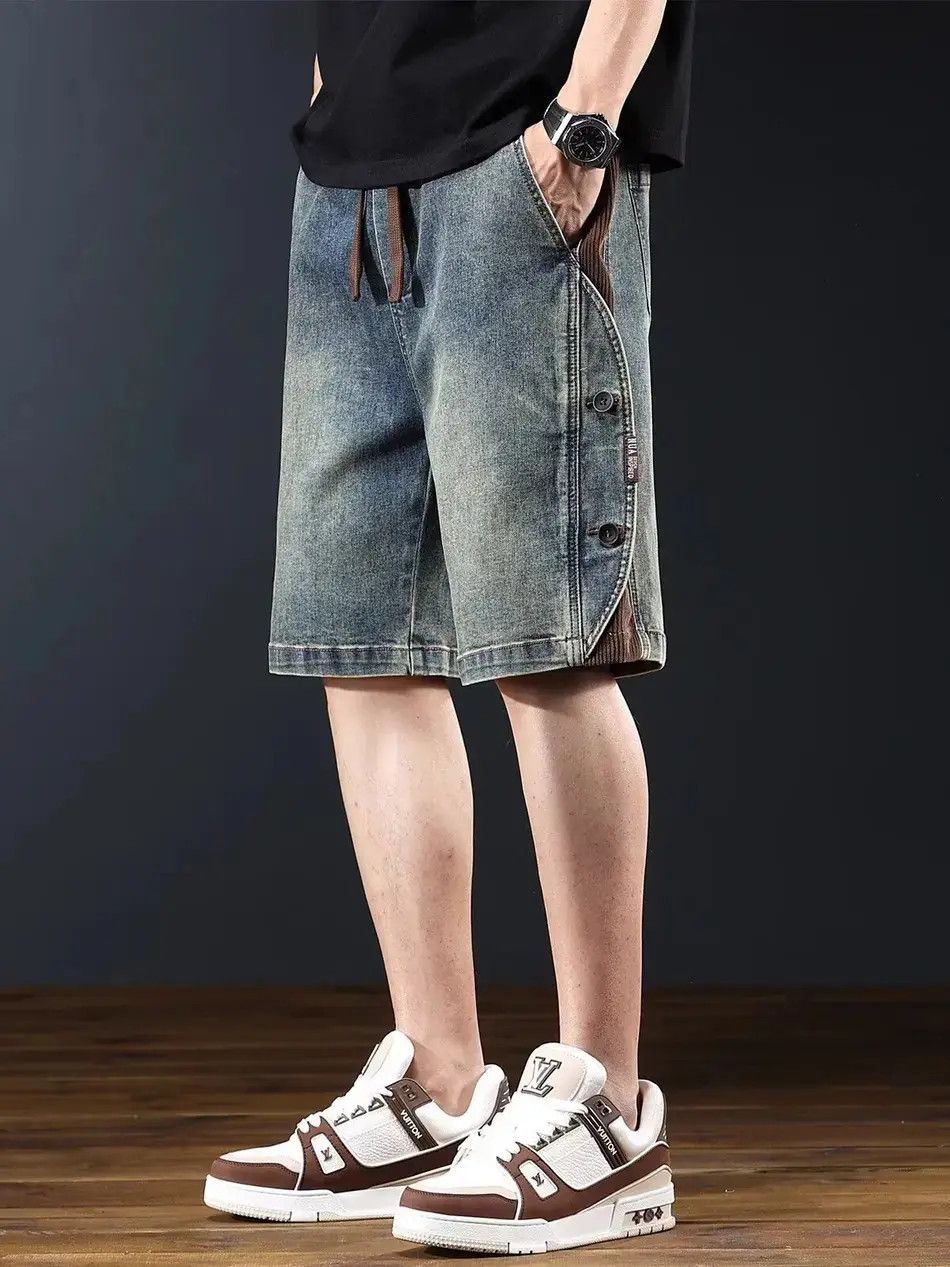 Japanese Brand Retro loose casual patchwork denim shorts Size US 32 / EU 48 - 1 Thumbnail
