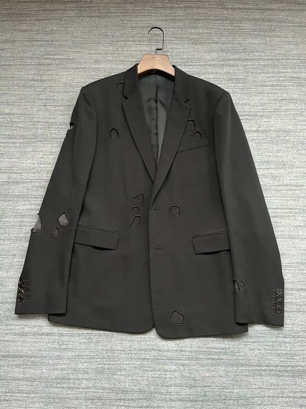 Dior Dior Black Wool Jacket with Distressed Details 0089 Size US L / EU 52-54 / 3 - 1 Thumbnail