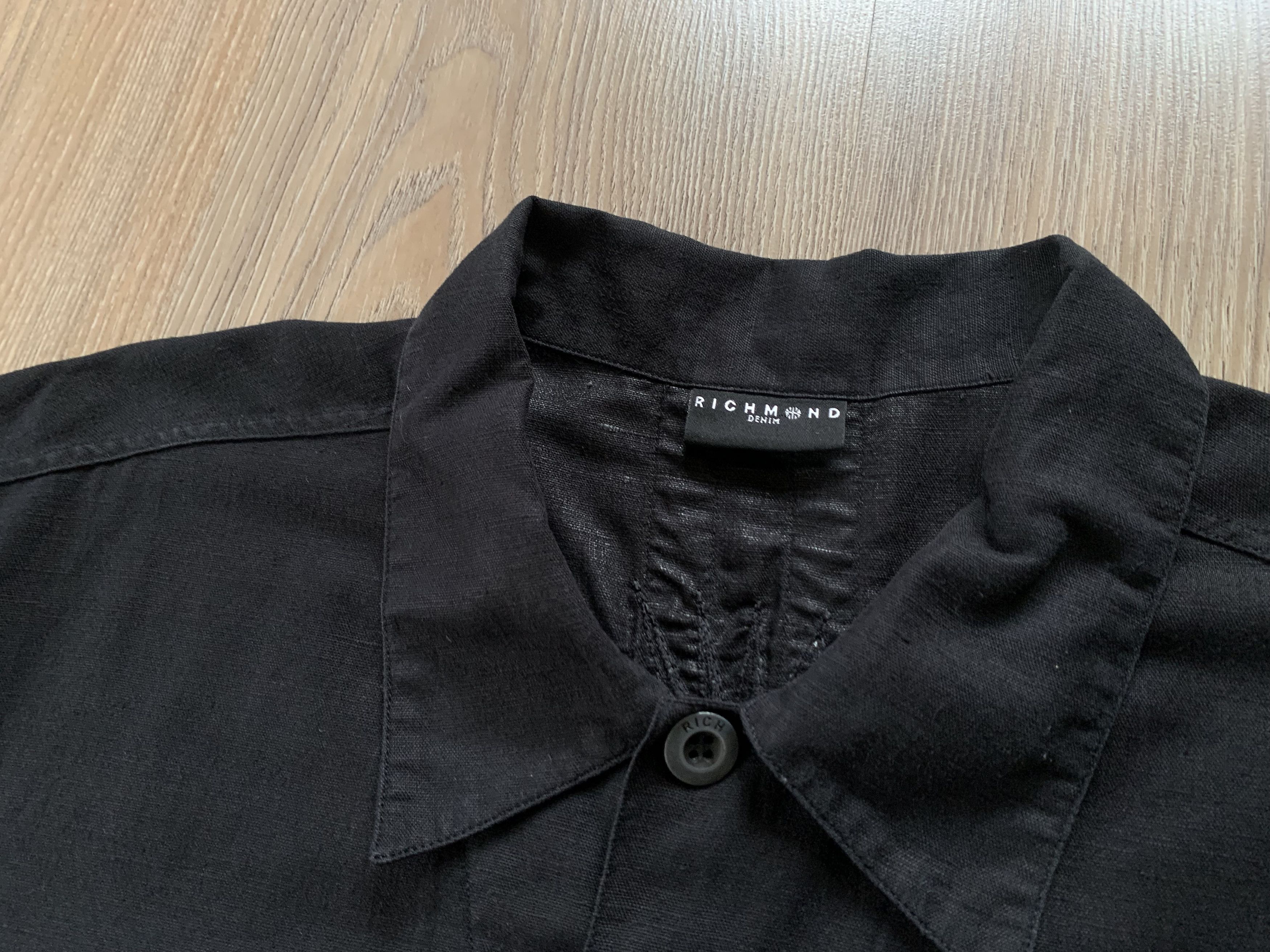 John Richmond Men's John Richmond Denim Black Linen Shirt With Embroidery Size US M / EU 48-50 / 2 - 5 Thumbnail
