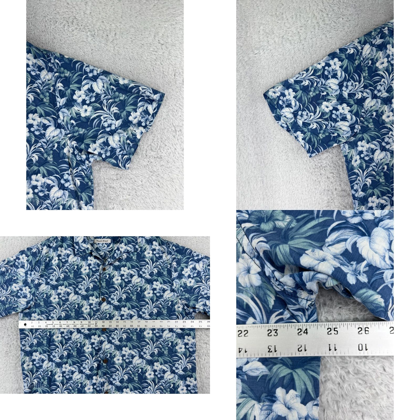 Vintage Havana Breeze Shirt Mens Large Blue Floral All Over Print AOP 100% Silk Hawaiian Size US L / EU 52-54 / 3 - 8 Thumbnail