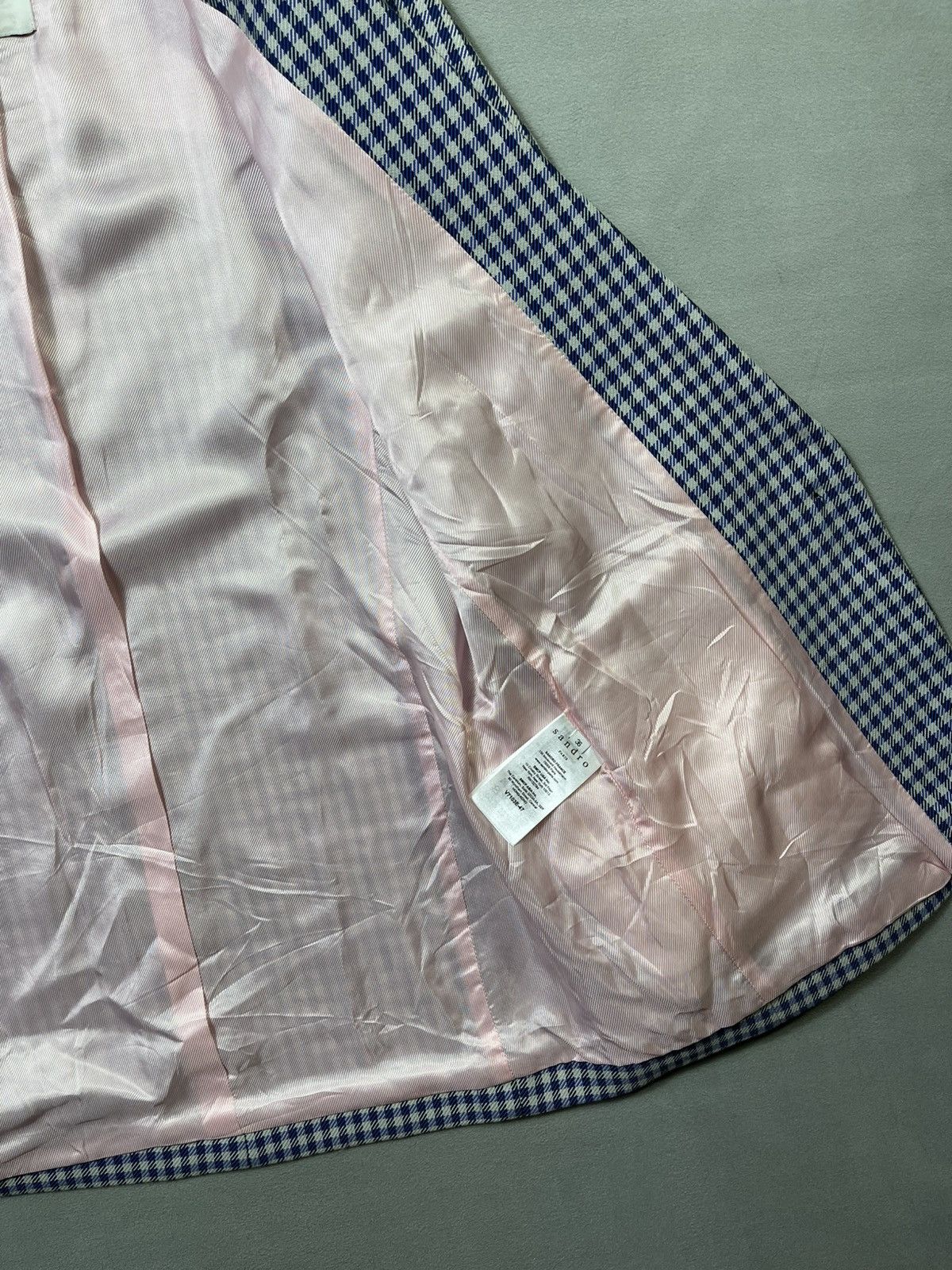 Sandro Sandro Blue Houndstooth Single-Breasted Jacket Size XS / US 0-2 / IT 36-38 - 10 Thumbnail