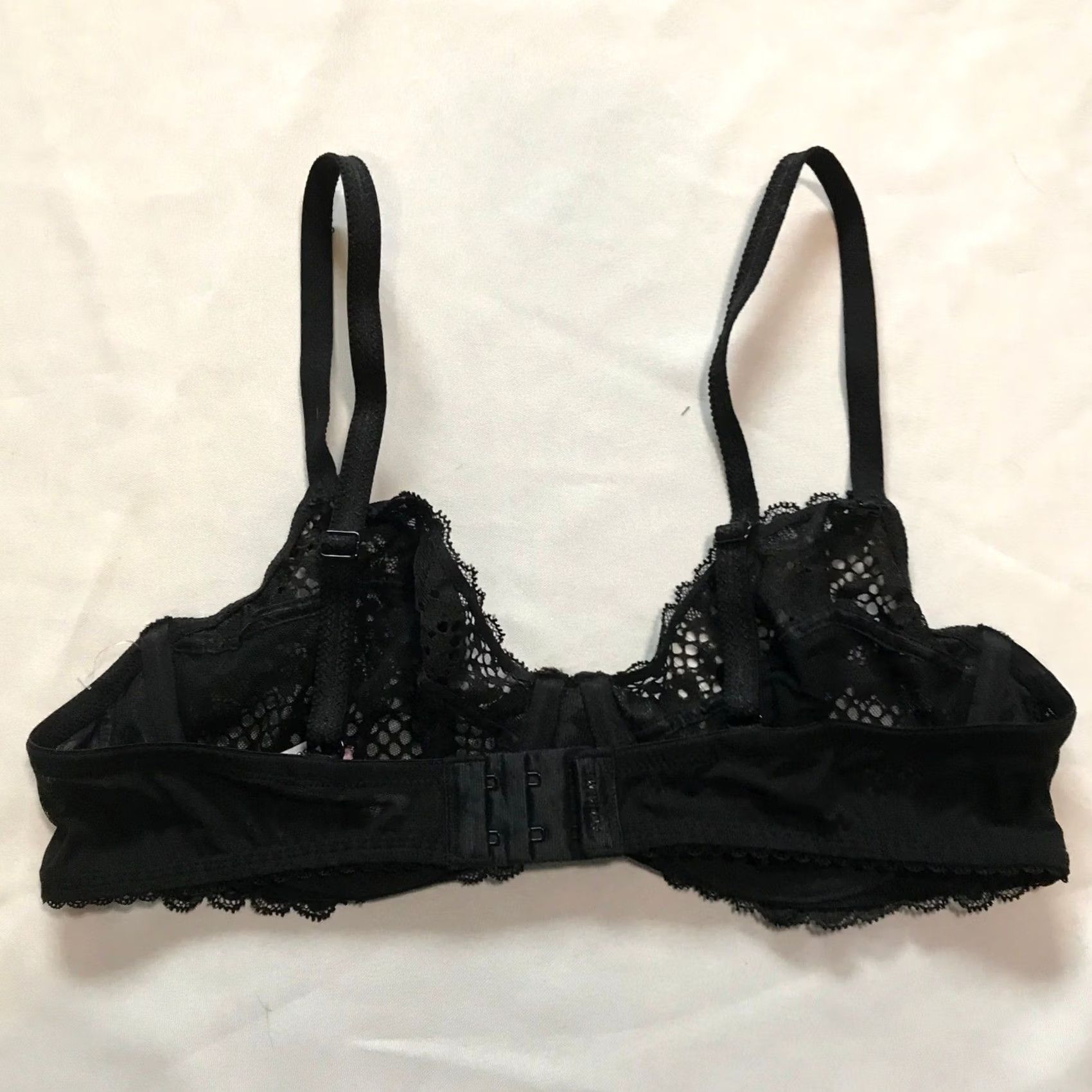 Vintage Adore Me Black Lace Full Coverage Balconette Bra 36C Size ONE SIZE - 3 Thumbnail