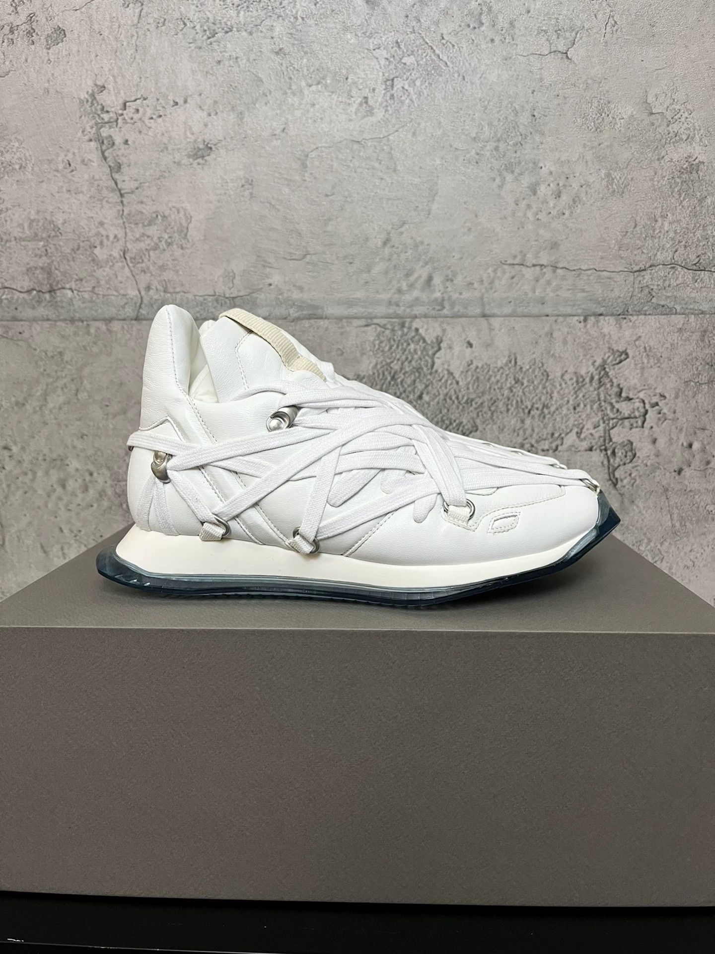 Rick Owens White Low-Top Lace-Up Sneakers