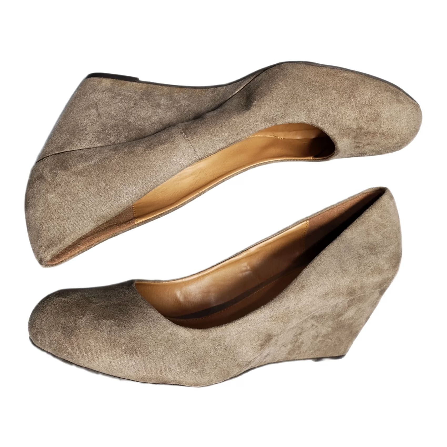 Vintage CL by Laundry Nima Wedge Pumps Womens Size 11 Brown Suede Almond Toe Slip On Shoes Size US 11 / IT 41 - 2 Thumbnail