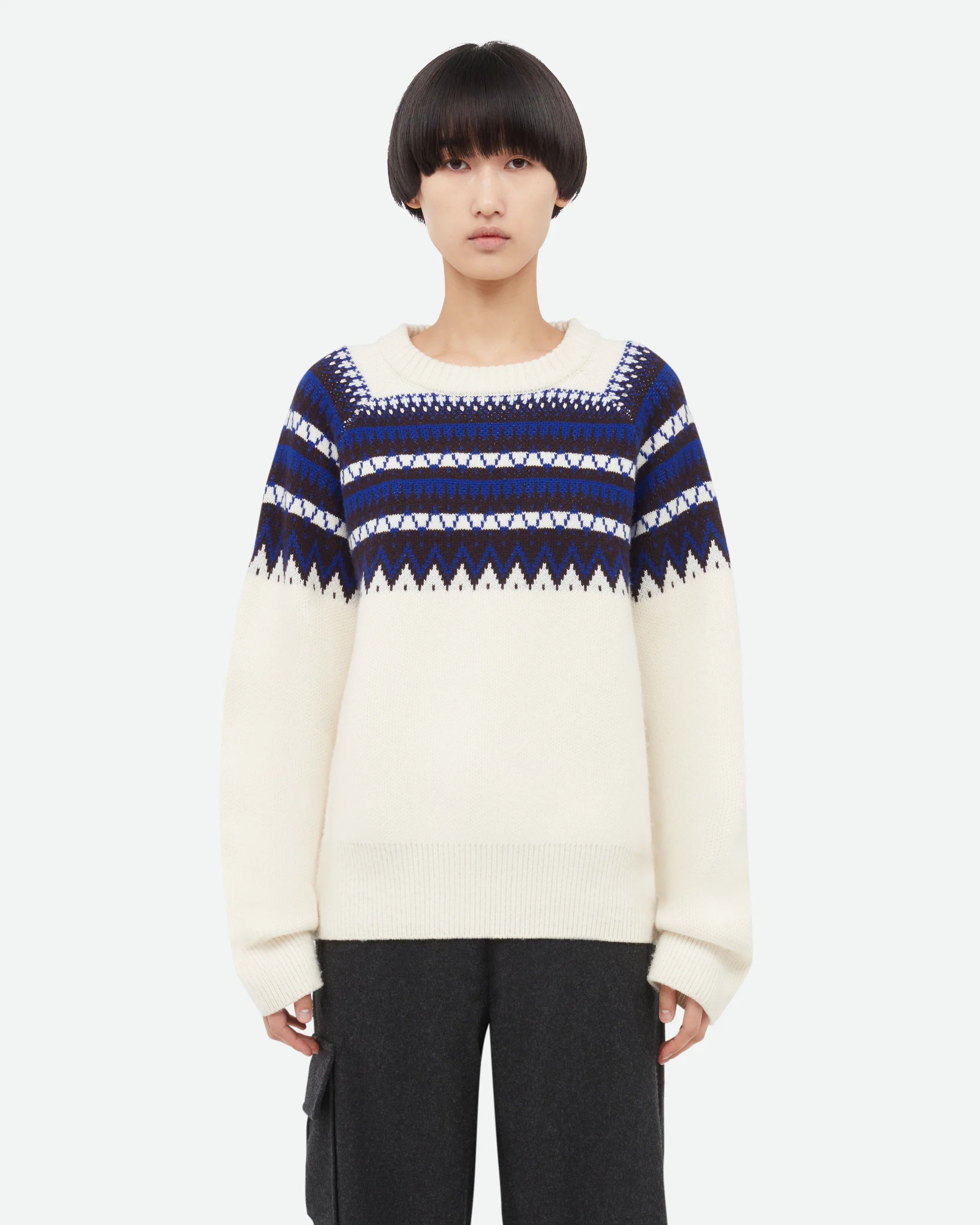 Wales Bonner o1mle0825 Unisex Mist Fair Isle Jumper in Multicolor Size US M / EU 48-50 / 2 - 2 Thumbnail
