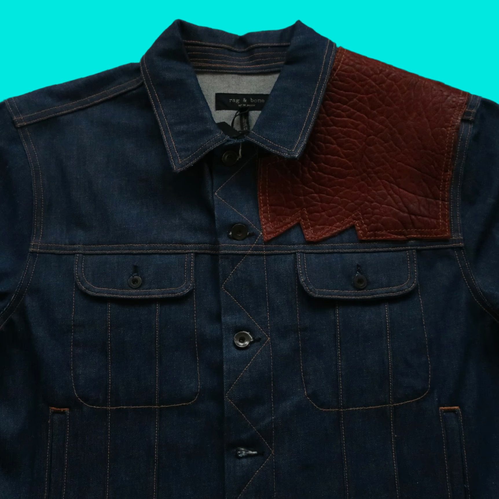 Rag & Bone Rag & Bone Denim Trucker Jacket - Dark Wash Selvedge Denim - XX-Large - Men - Jeans Jacket Size US 39 - 1 Thumbnail