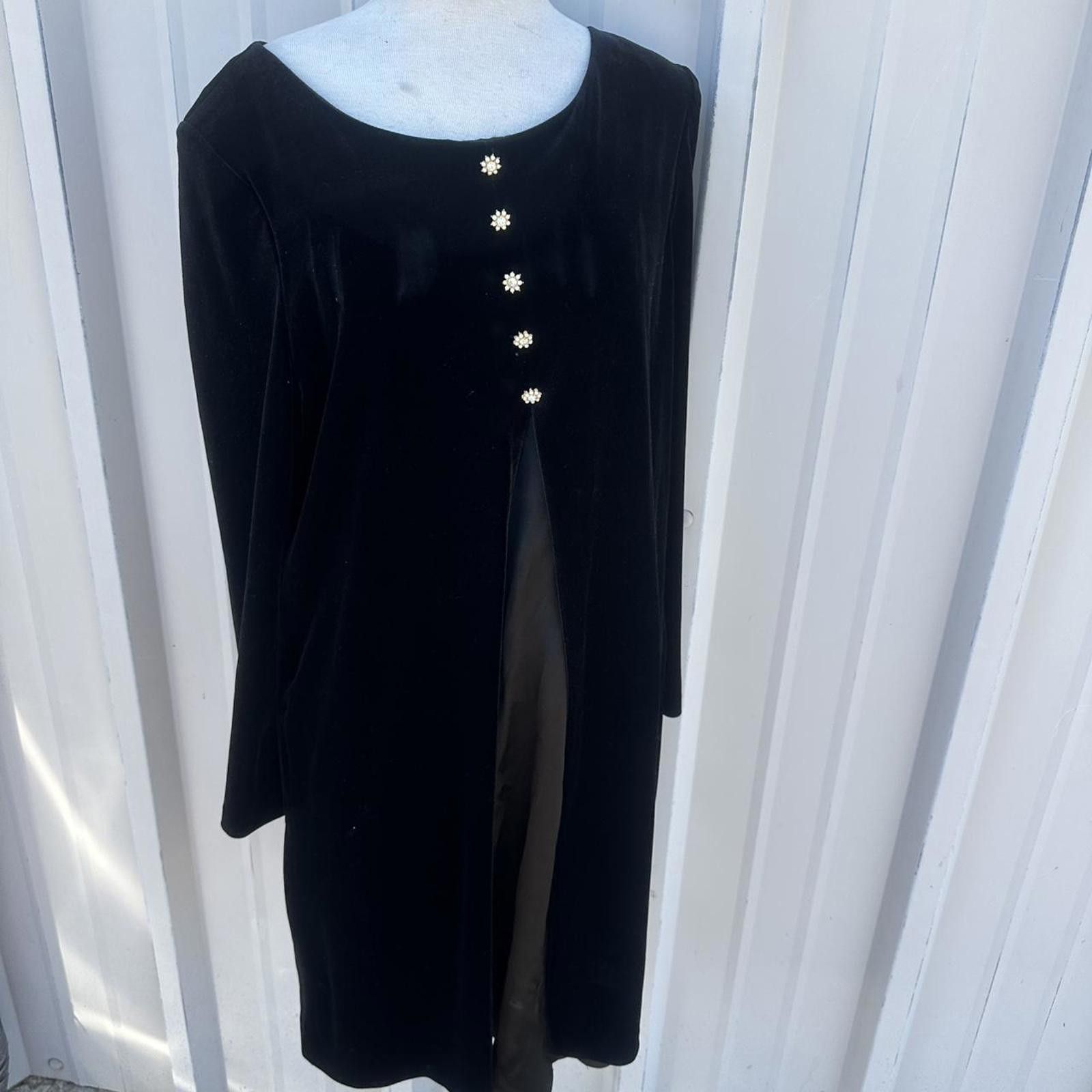 Other Vintage FILIGREE LTD. Black Velvet DressSize 14 Size XL / US 12-14 / IT 48-50 - 3 Thumbnail