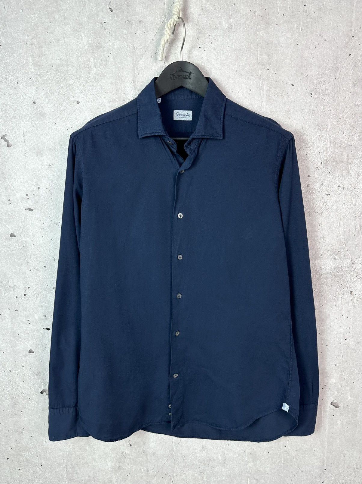 Drumohr Drumohr Navy Blue Cotton Made in Italy Long Sleeve Shirt Size US L / EU 52-54 / 3 - 1 Thumbnail