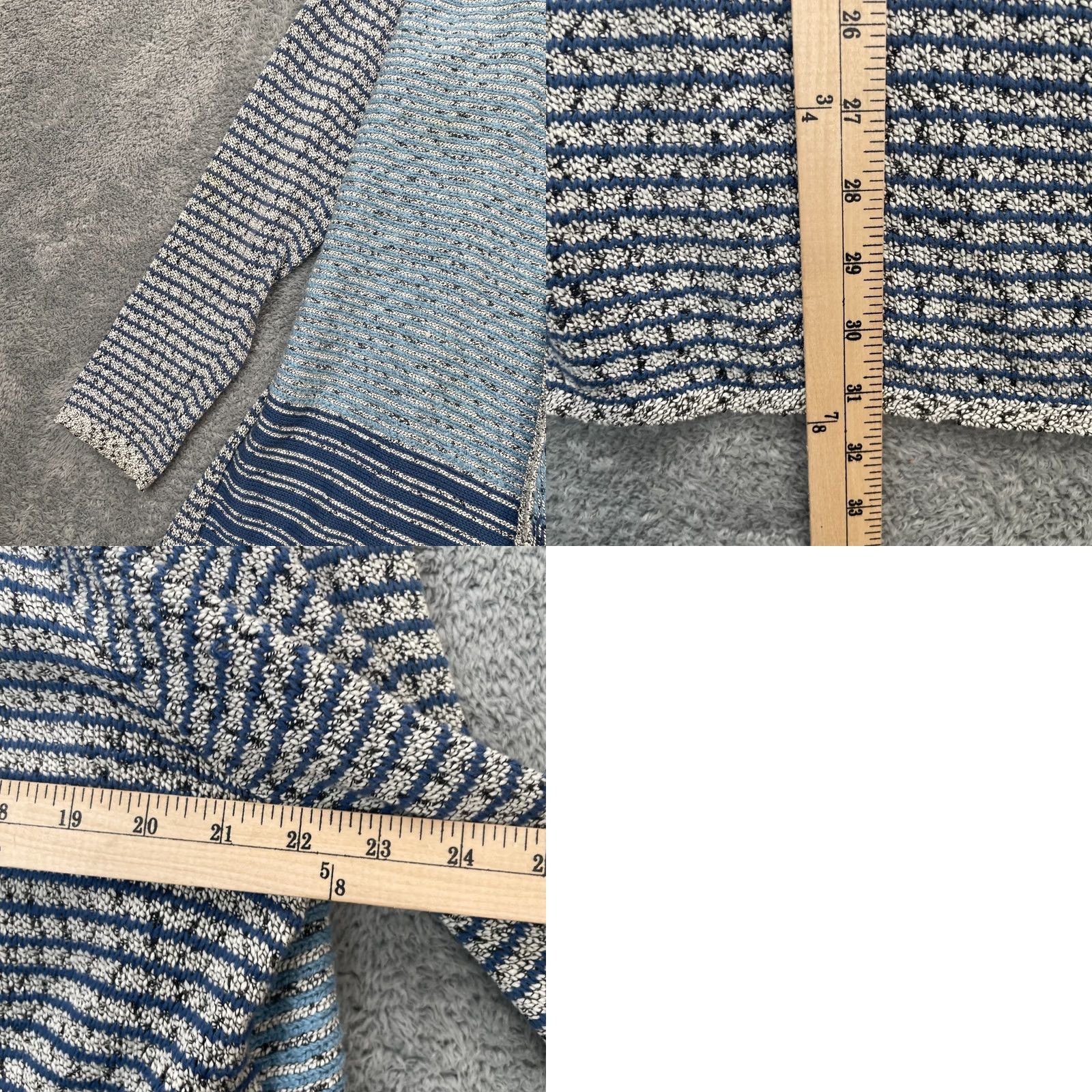 J. Jill J Jill Sweater Cardigan Open Front Striped Knit Long Sleeve Gray Womens L Autumn Winter Fall City Preppy Casual Womens/ Girls? Size L / US 10 / IT 46 - 8 Thumbnail